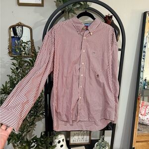 Tommy Hilfiger Red and White Striped Casual Shirt size xl